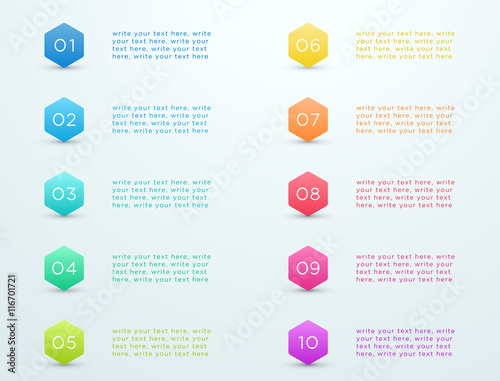 Number Bullet Point Hexagons 1 to 10