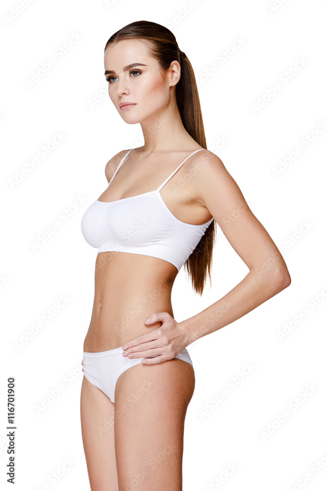 Sexy young girl in white lingerie