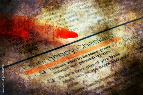 Emergency checklist grunge concept photo