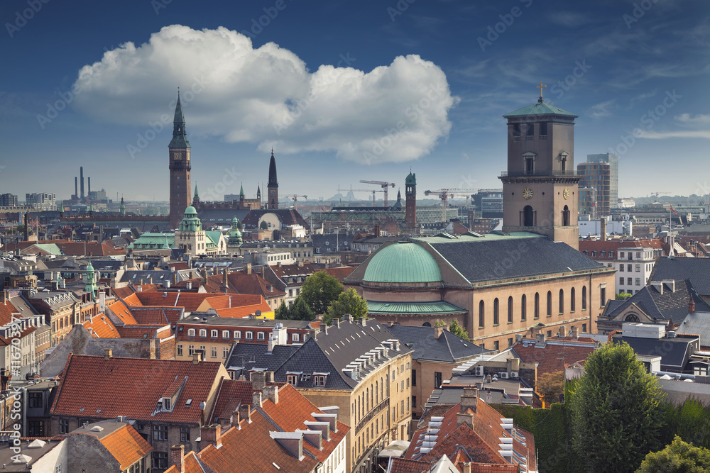 Fototapeta premium Copenhagen. Image of Copenhagen skyline during sunny day.