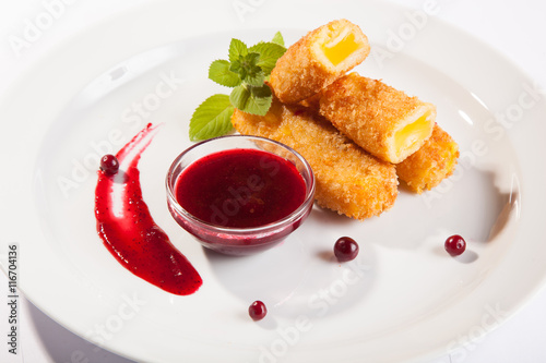 cheese sticks with sauce photo