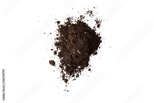 Fotografie Soil or dirt section isolated on white background