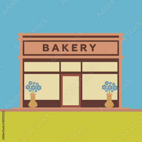 Bakery front store building flat style