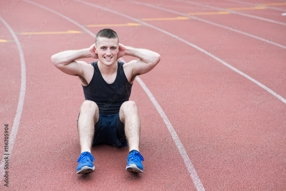 athlete doing sit-ups