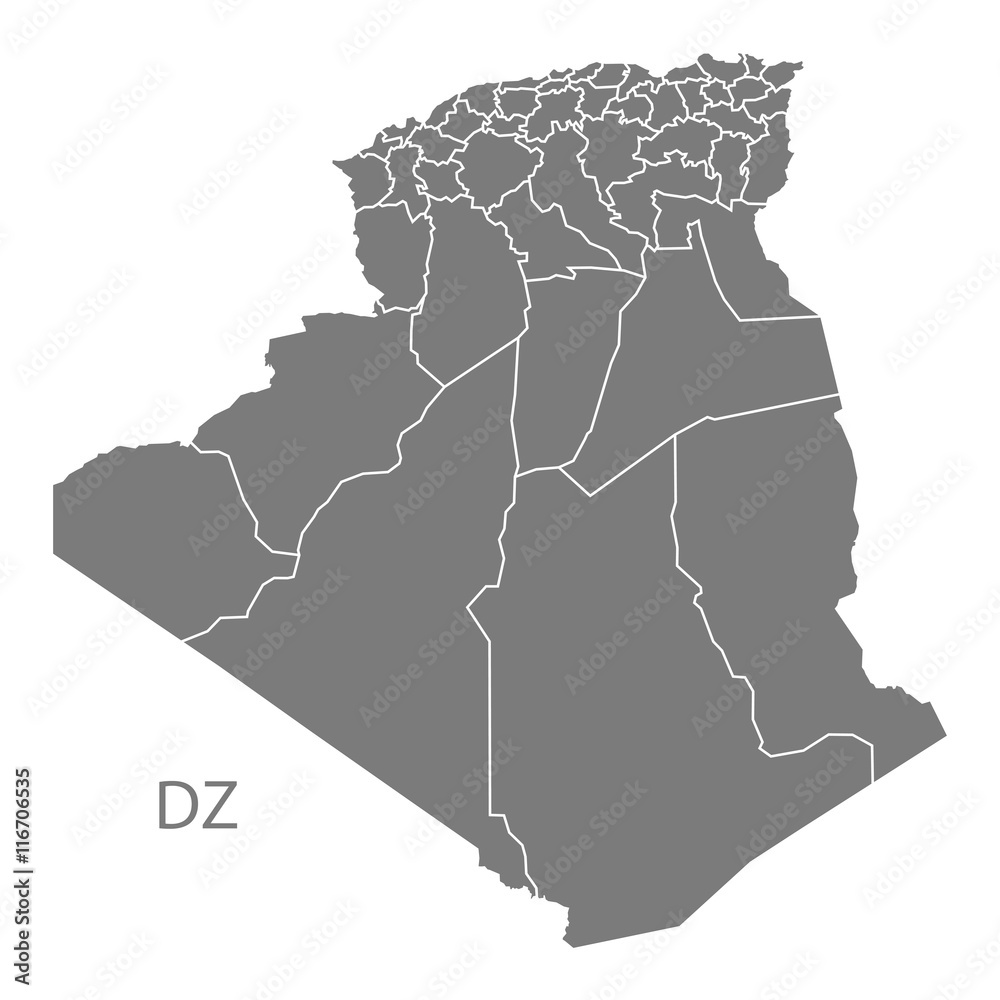 Fototapeta premium Algeria provinces Map grey