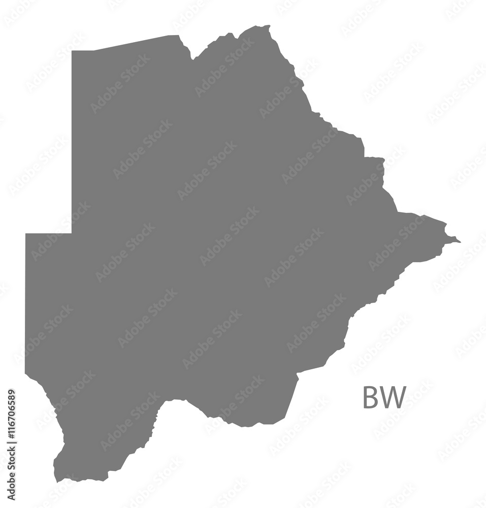 Botswana Map grey
