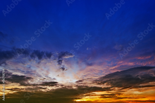 Psychedelic beautiful sunset over tropical ocean