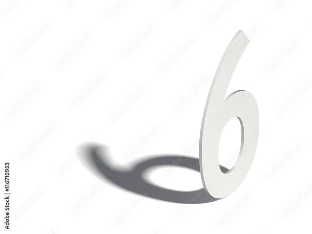 Drop shadow digit. Number SIX 6. 3D Drop shadow digit. Number SIX 6. 3D