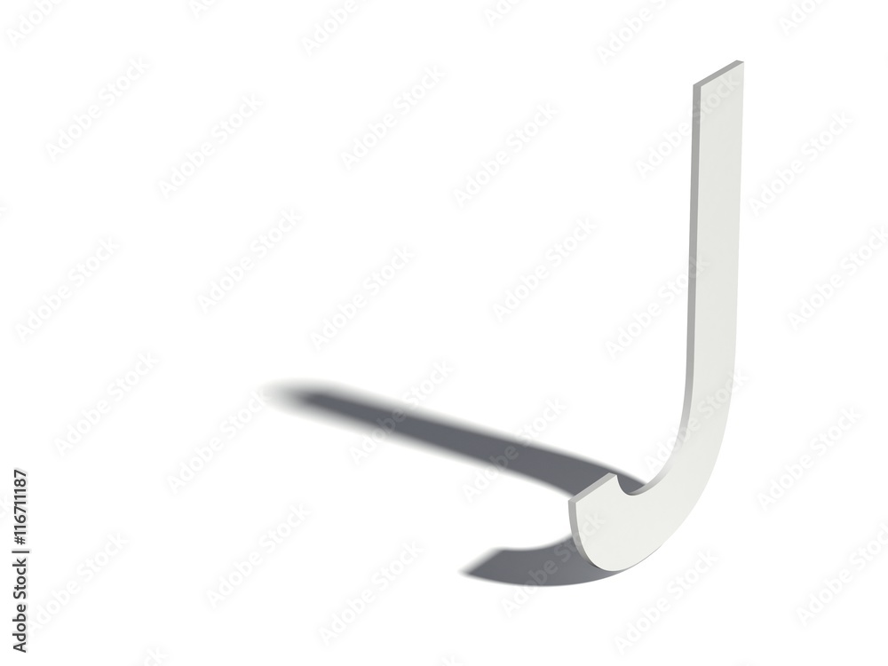 Drop shadow font. Letter J. 3D Drop shadow font. Letter J. 3D