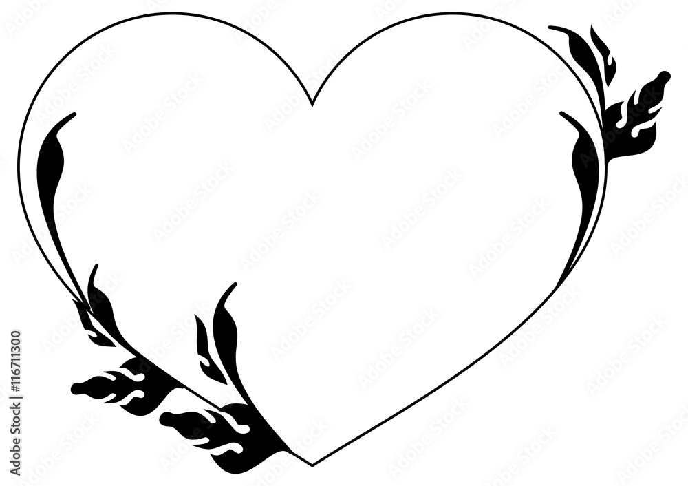 Heart-shaped silhouette frames. Vector clip art. Stock Vector | Adobe Stock