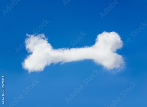 Fototapeta Naklejka Na Ścianę i Meble -  white cloud in blue sky with form of dog bone. animal food dream