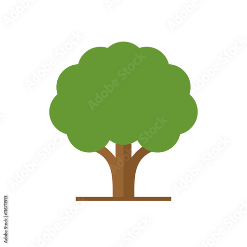 Flat Style Tree with Green Leaves Logo. Vector