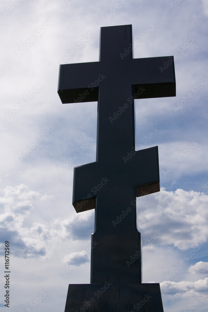 The cross on the mass grave of 166 grenadiers of the army of Peter the great, who died in these places during the battles for Narva. Kingisepp Russia
