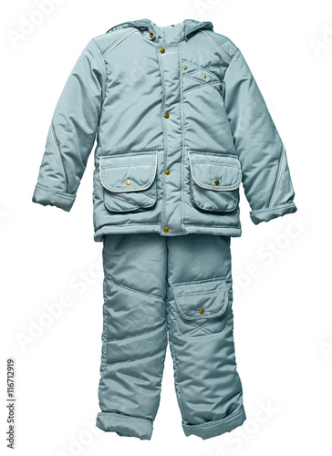 Childs gray winter jacket and pants with hood