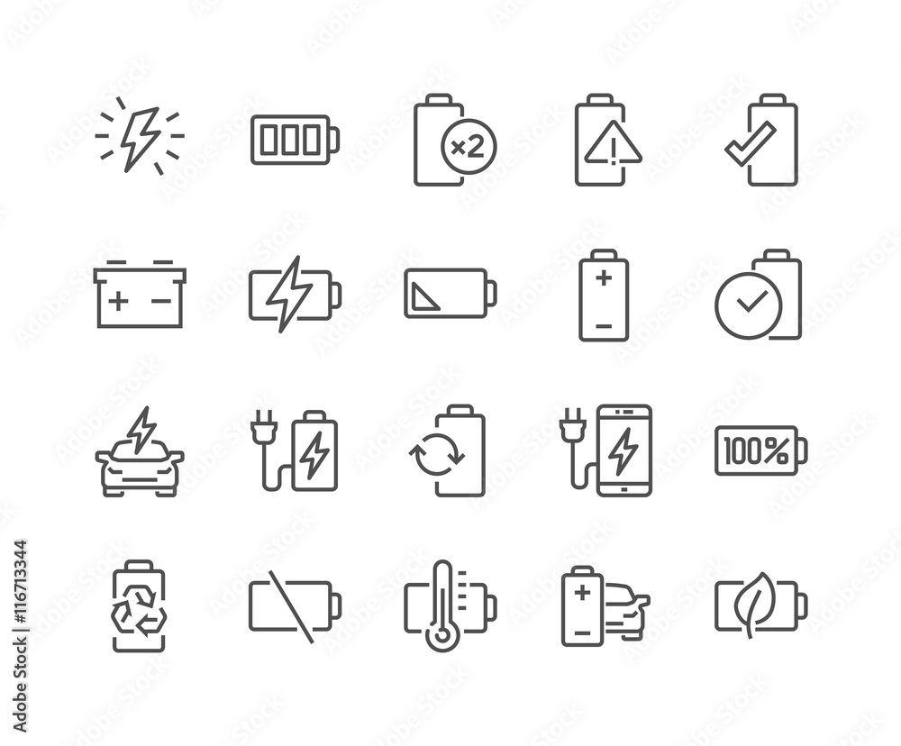Line Battery Icons Line Battery Icons