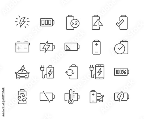 Fotografia Line Battery Icons