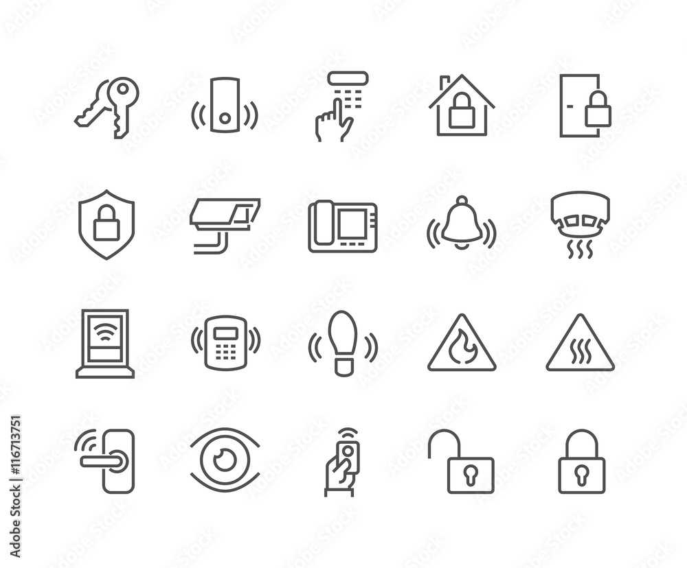 Line Home Security Icons Line Home Security Icons