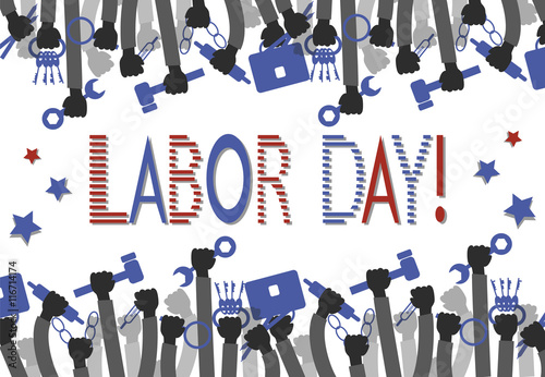 Labor Day, with hands of different professions