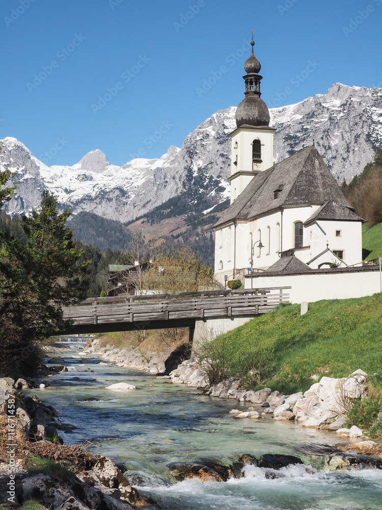 Pfarrkirche St. Sebastian in Ramsau, Berchtesgadener Land, Bayern, Deutschland