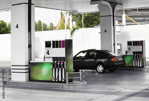 Modern petrol station beside the road