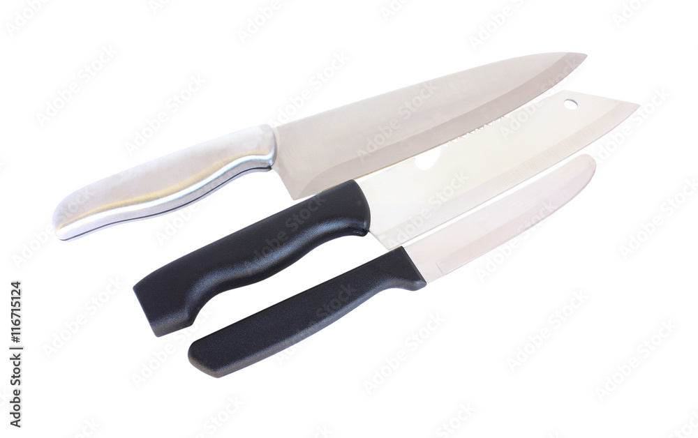 Obraz premium Set of kitchen knives isolated on white background