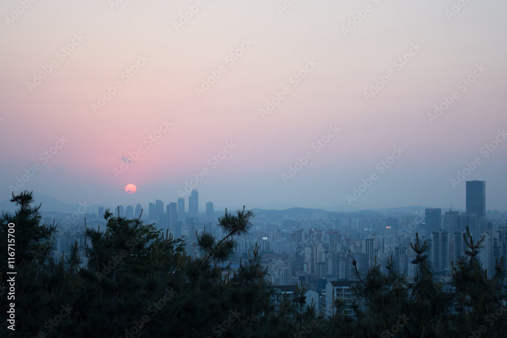 Sunset at Seoul city