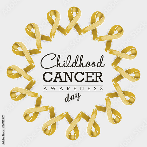 Child cancer awareness ribbon design with text