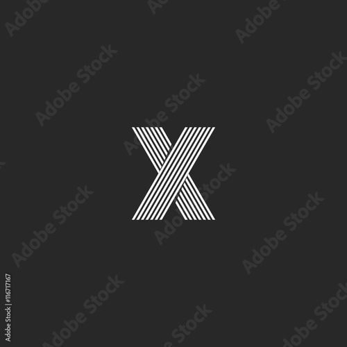 Monogram logo X letter, intersection geometric shape, offset thin line emblem, crossing path icon