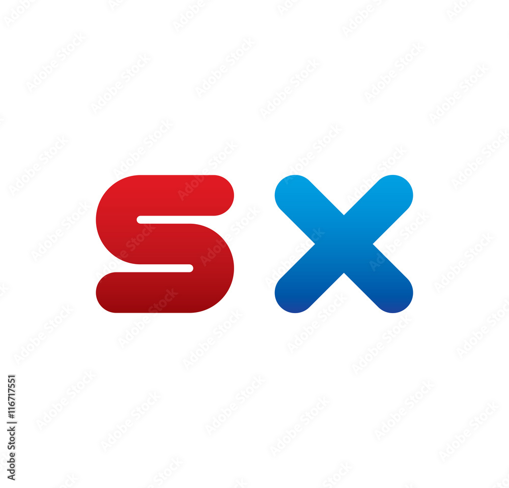 Obraz premium sx logo initial blue and red