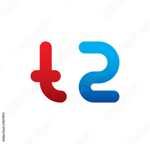 t2 logo initial blue and red