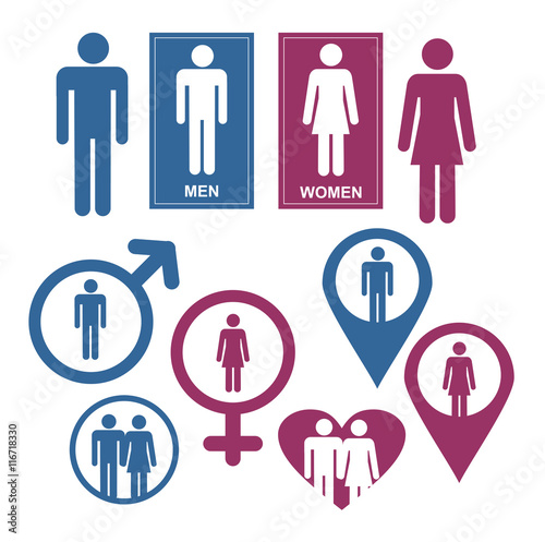 Men and Women Gender Signs and design elements vector set