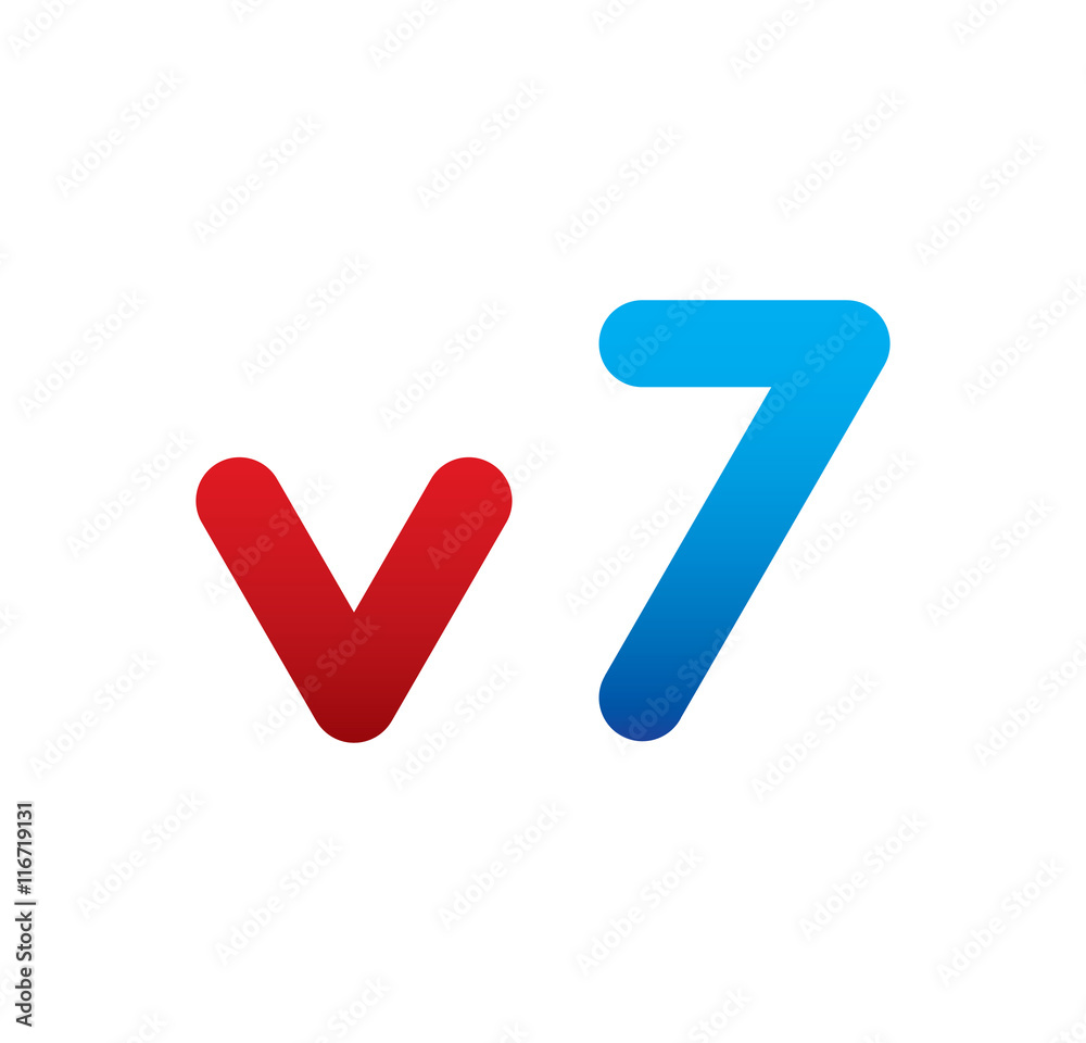 v7 logo initial blue and red v7 logo initial blue and red