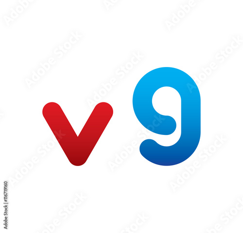 v9 logo initial blue and red