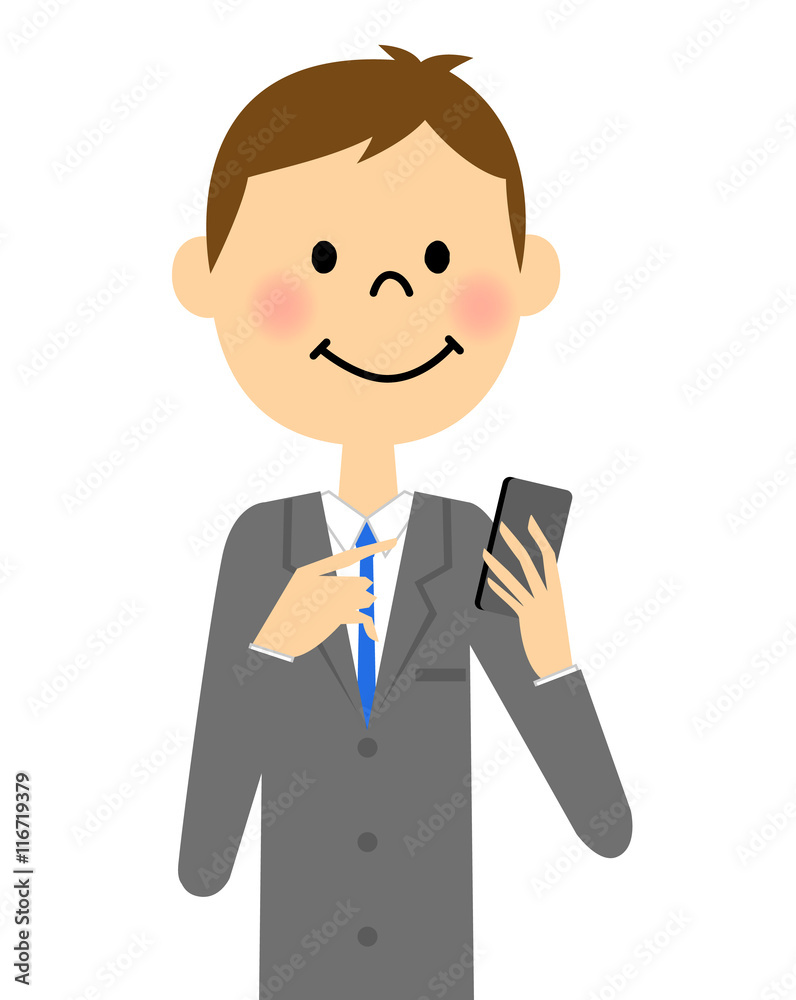 スマートフォンを触るスーツの男性