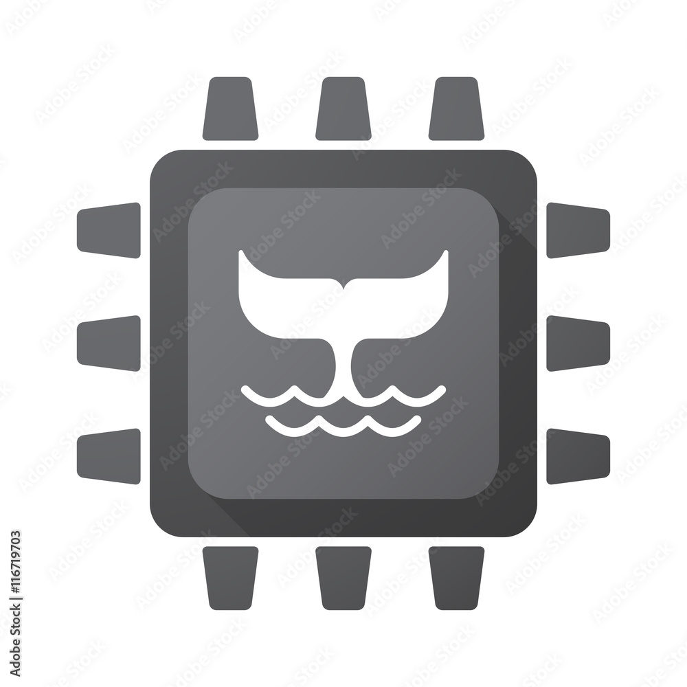 Isolated CPU chip icon with a whale tail Isolated CPU chip icon with a whale tail