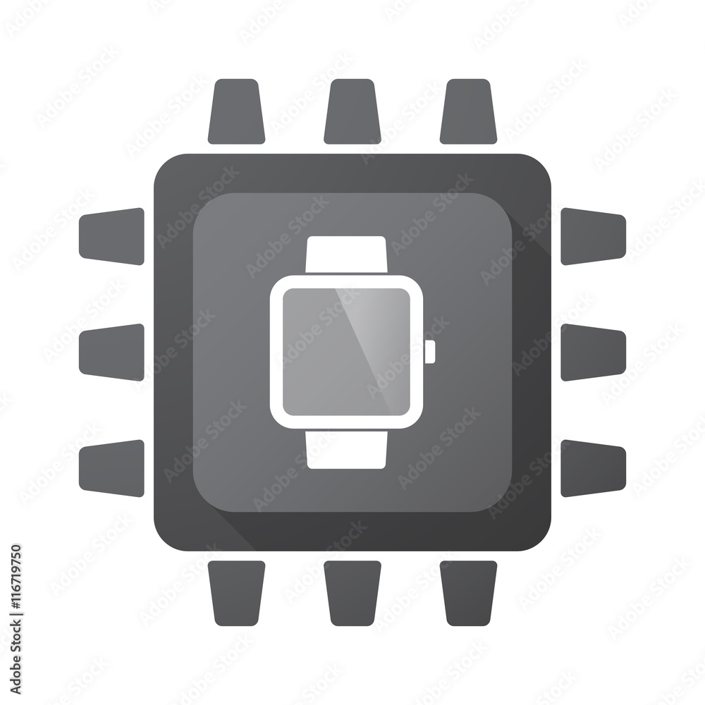 Isolated CPU chip icon with a smart watch Isolated CPU chip icon with a smart watch