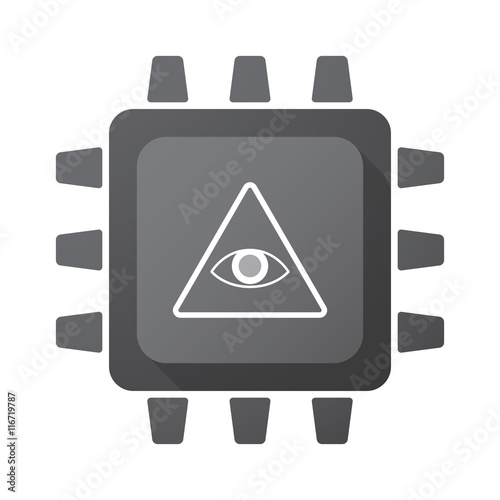 Isolated CPU chip icon with an all seeing eye