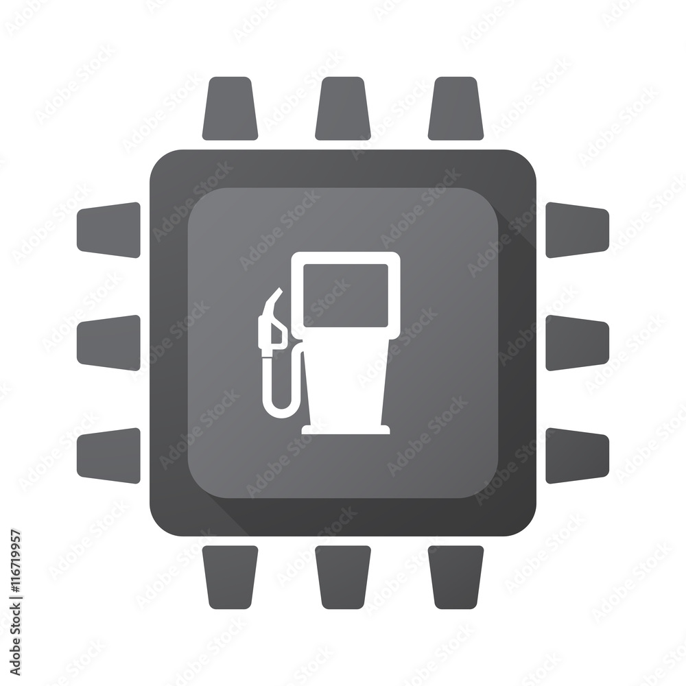 Isolated CPU chip icon with a gas station Isolated CPU chip icon with a gas station