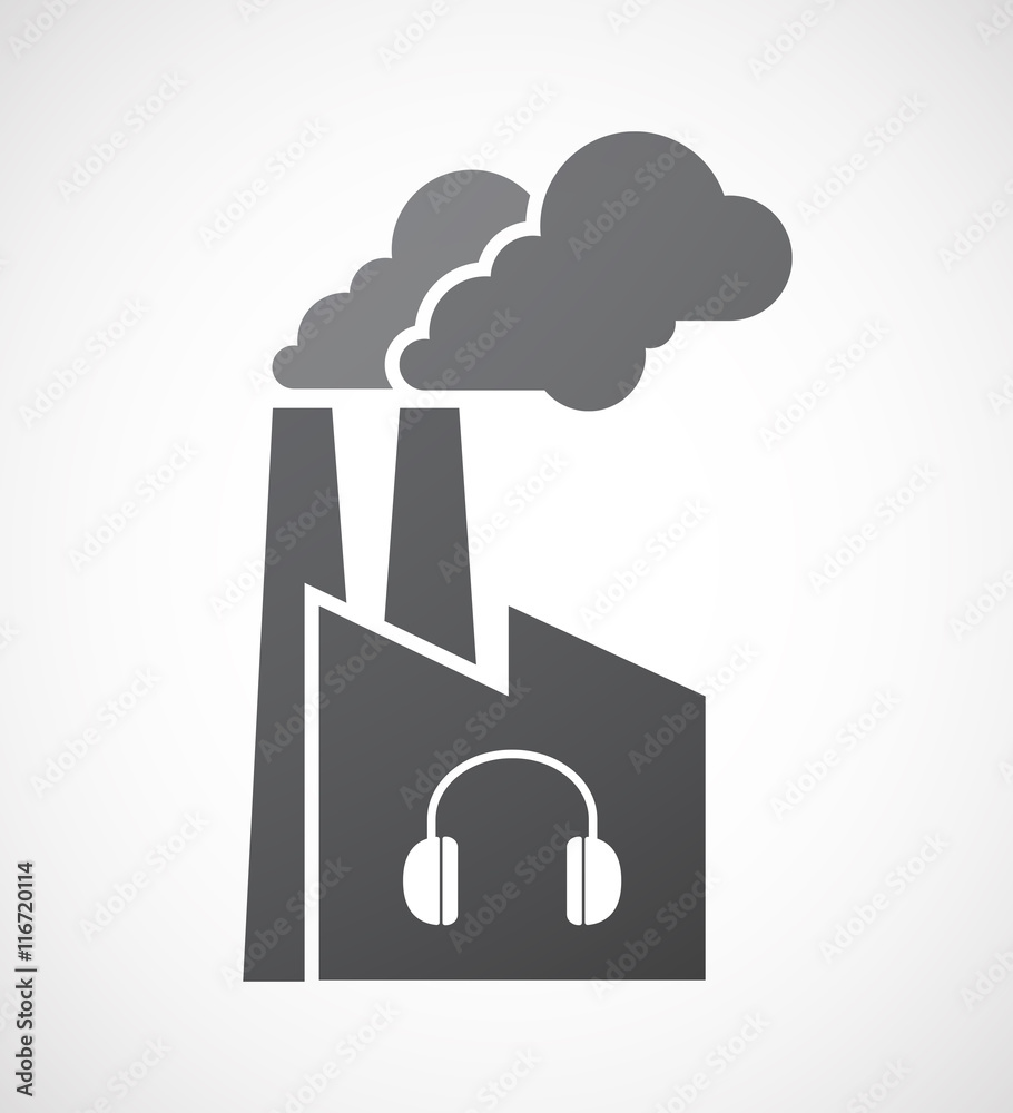 Isolated factory icon with a earphones Isolated factory icon with a earphones
