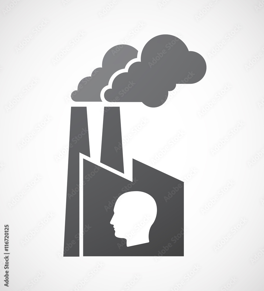 Isolated factory icon with a male head Isolated factory icon with a male head