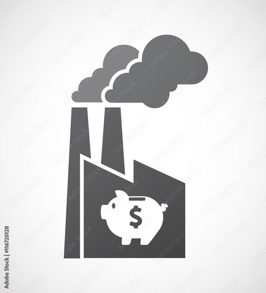 Isolated factory icon with a piggy bank Isolated factory icon with a piggy bank