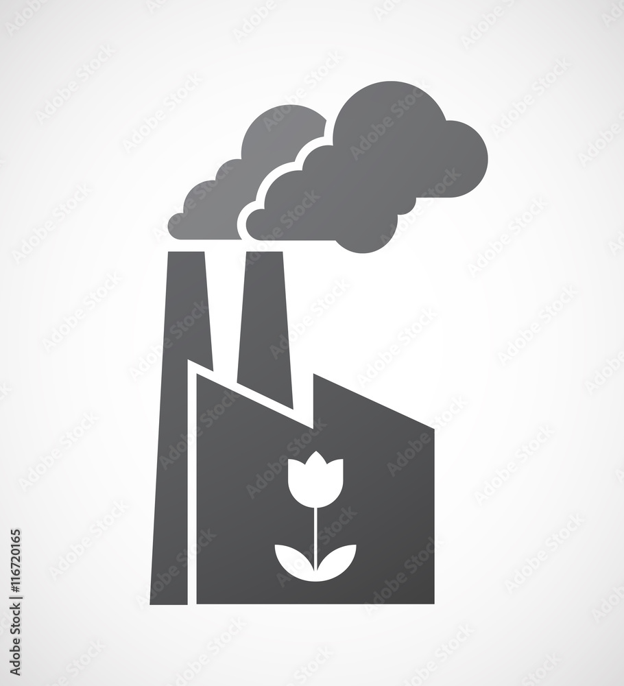 Isolated factory icon with a tulip Isolated factory icon with a tulip