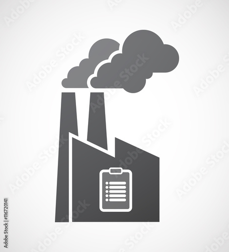 Isolated factory icon with a report