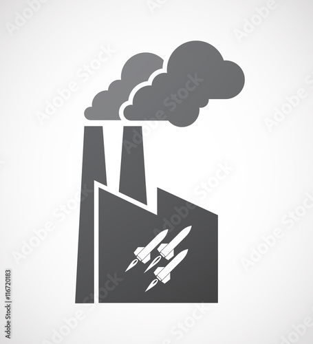 Isolated factory icon with missiles