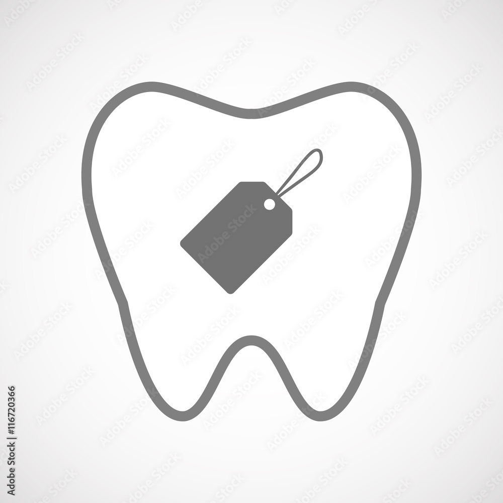 Isolated line art tooth icon with a label