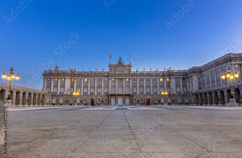 Royal palace of madrid at dusk
