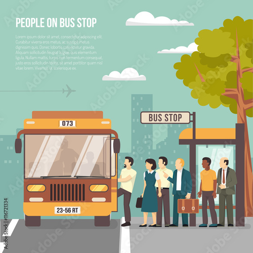 City Bus Stop Flat Poster
