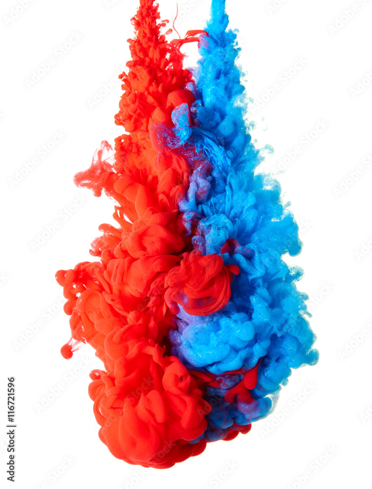 Obraz premium Splash of blue and red paint