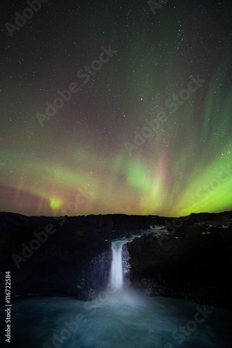 Wallpaper Mural Scenic view of aurora borealis over the waterfall Torontodigital.ca