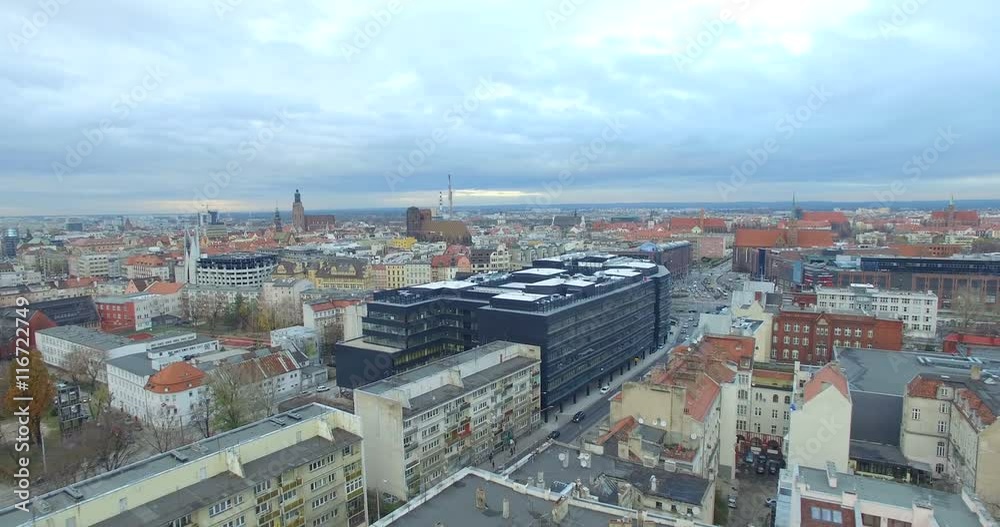 Aerial: Wroclaw in autumn, Poland